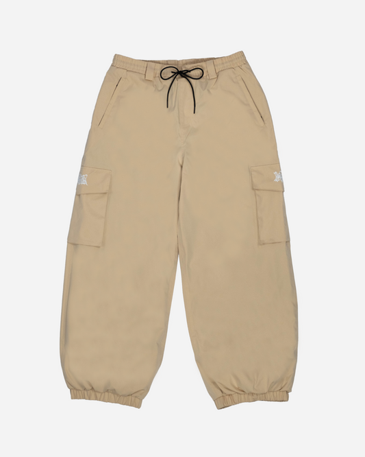 Beige baggy snowpants front view